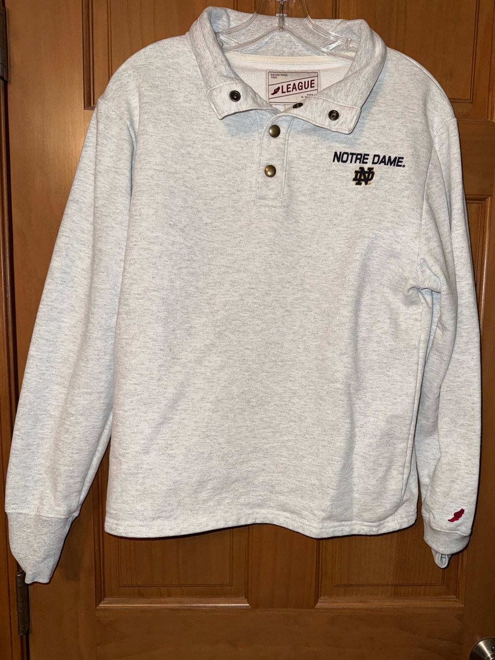 League Notre Dame Heather Light Gray Button-Up
